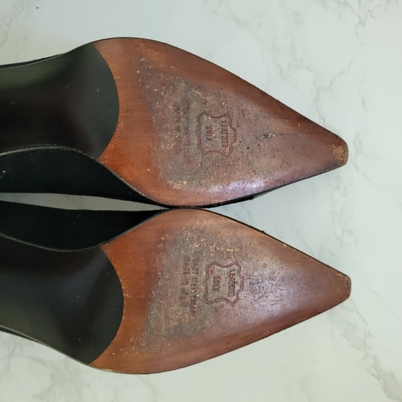 Stewart Weitzman Sz 8.5 women's black suede tortoiseshell heels (vintage) - Picture 4 of 6